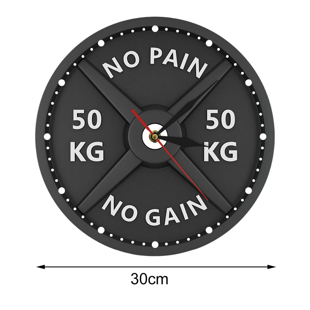 50kg 3D Barbell Wall Clock Gym Wall Clock Silent 12' Non Ticking Decoration Round Battery Operated Watch for Living Room Bedroom