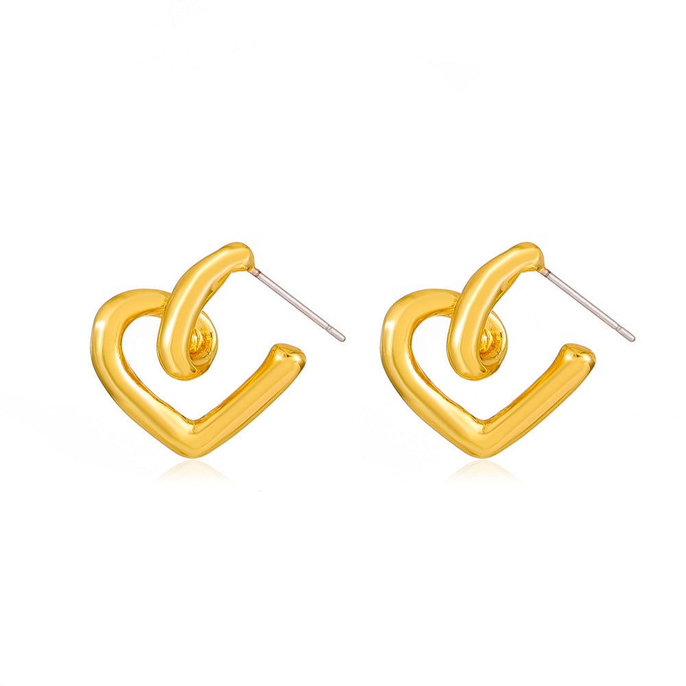 Simple Fashion Gold Color Stud Earrings Statement Jewelry Party Accessories