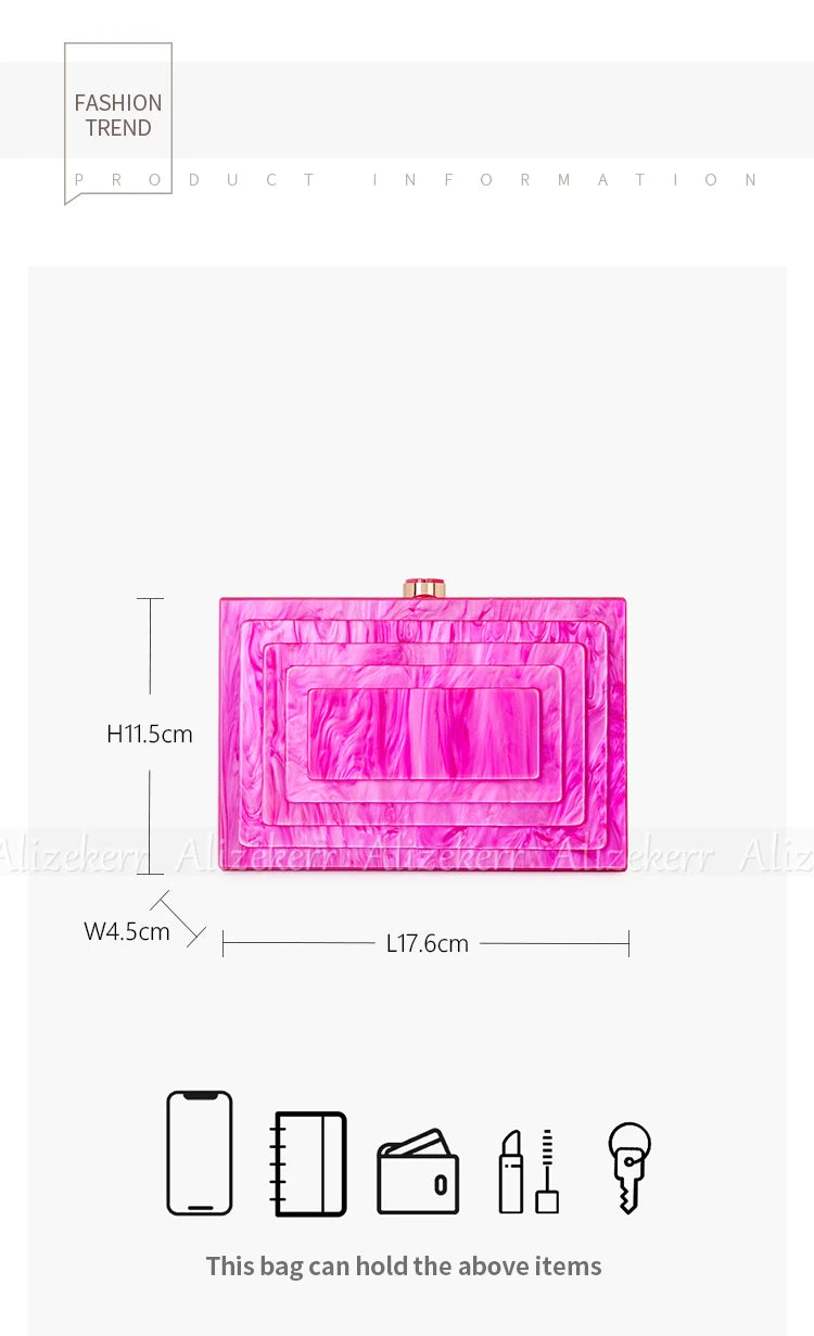 Multi-layer Acrylic Box Evening Clutch Bags Women Elegant Rose Red Purses And Handbags Ladies Chain Crossbody Bags Wedding Party