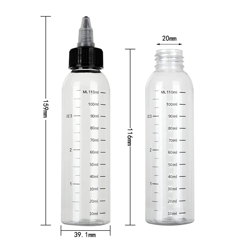 30ml-500ml Empty Hair Dye Bottle Measured Twist Top Cap Refillable Squeeze Container With Graduated Scale For Tattoo Pigment Ink