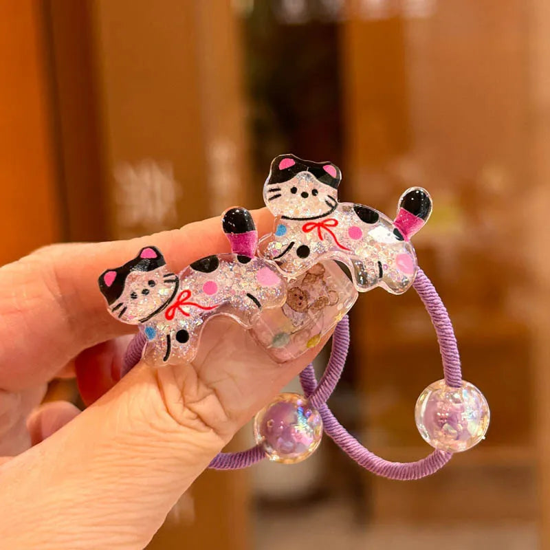 2 Pieces Colorful Cartoon Animal Elastic Hair Bands for Girls Cute Children's Hair Accessories Baby Headwear Ties
