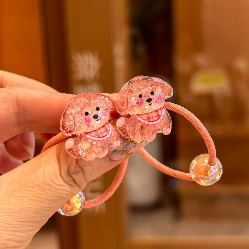 2 Pieces Colorful Cartoon Animal Elastic Hair Bands for Girls Cute Children's Hair Accessories Baby Headwear Ties