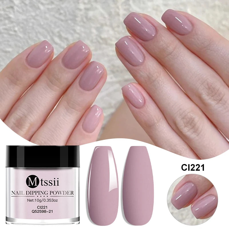 MTSSII 10g Polvo para inmersión de uñas Secado natural Sin curado con lámpara Arte de uñas DIY Decoración Pigmento Polvo Brillo Manicura de larga duración Salón