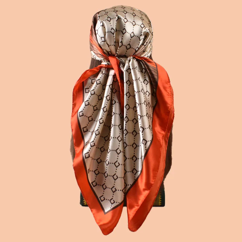1PC Women's Summer Beach Accessory Fashion Satin Square Scarf 90*90inch Multi-use Headscarf Party Use Versatile Hair Towel