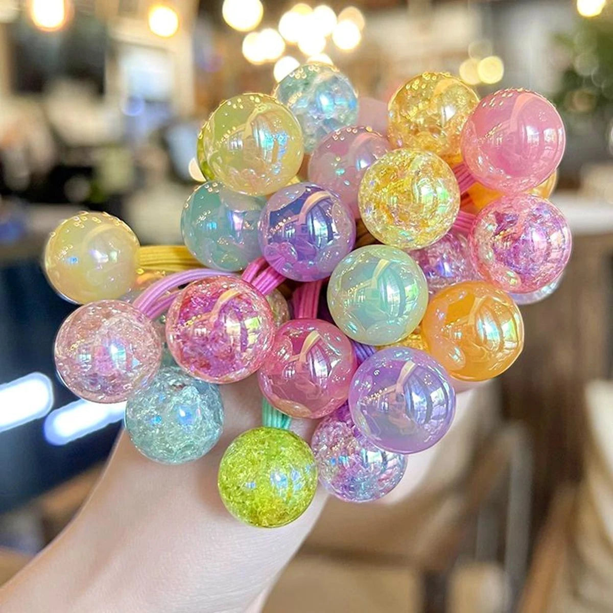 Sweet and Cute Candy-Colored Double-Ended Round Bead Hair Ties for Girls, Rubber Bands Suitable for Daily Wear, School Outfits, and as Gifts for Friends