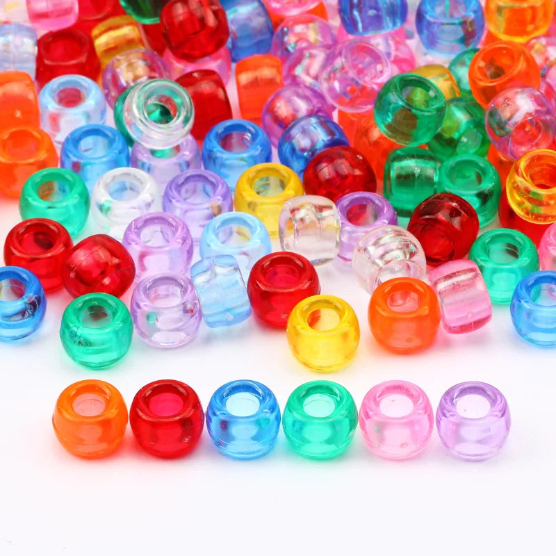 100pcs 6*9mm Round Dreadlock Acrylic Beads Big Hole Spacer Hair Beads for Jewelry Making DIY Bracelet Necklace Craft Needlework