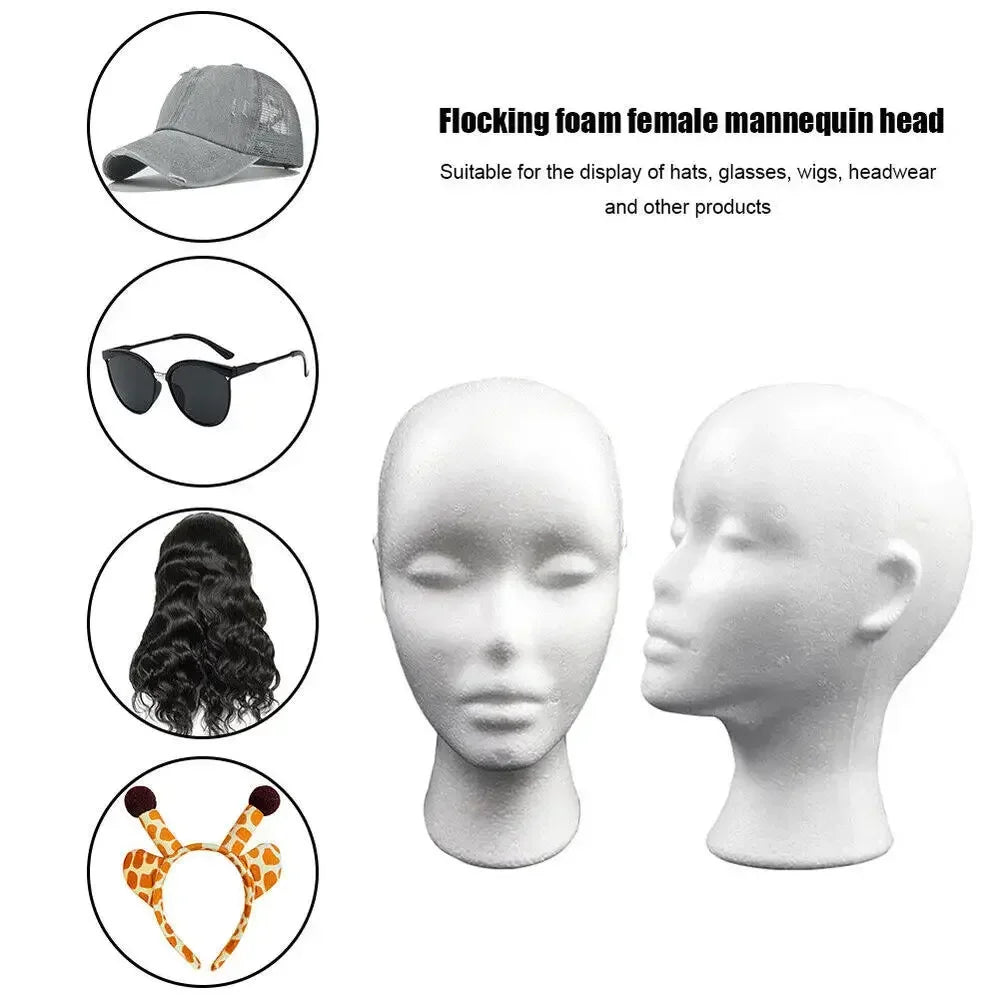 1pc Female Styrofoam Mannequin Manikin Head Model Foam Wig Hair Glasses Display