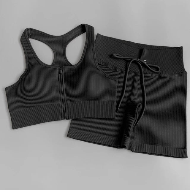 2/3/5PC Women's tracksuit Seamless Yoga Set Workout Sportswear Gym Clothing Drawstring High Waist  Leggings Fitness Sports Suits
