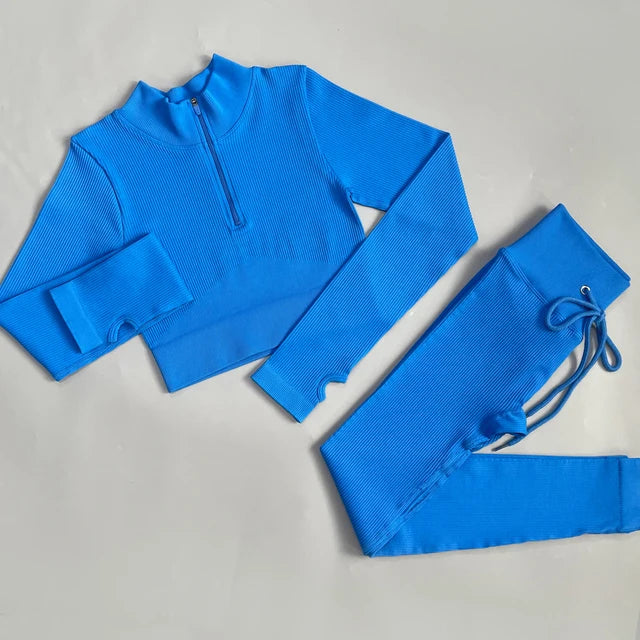 2/3/5PC Women's tracksuit Seamless Yoga Set Workout Sportswear Gym Clothing Drawstring High Waist  Leggings Fitness Sports Suits