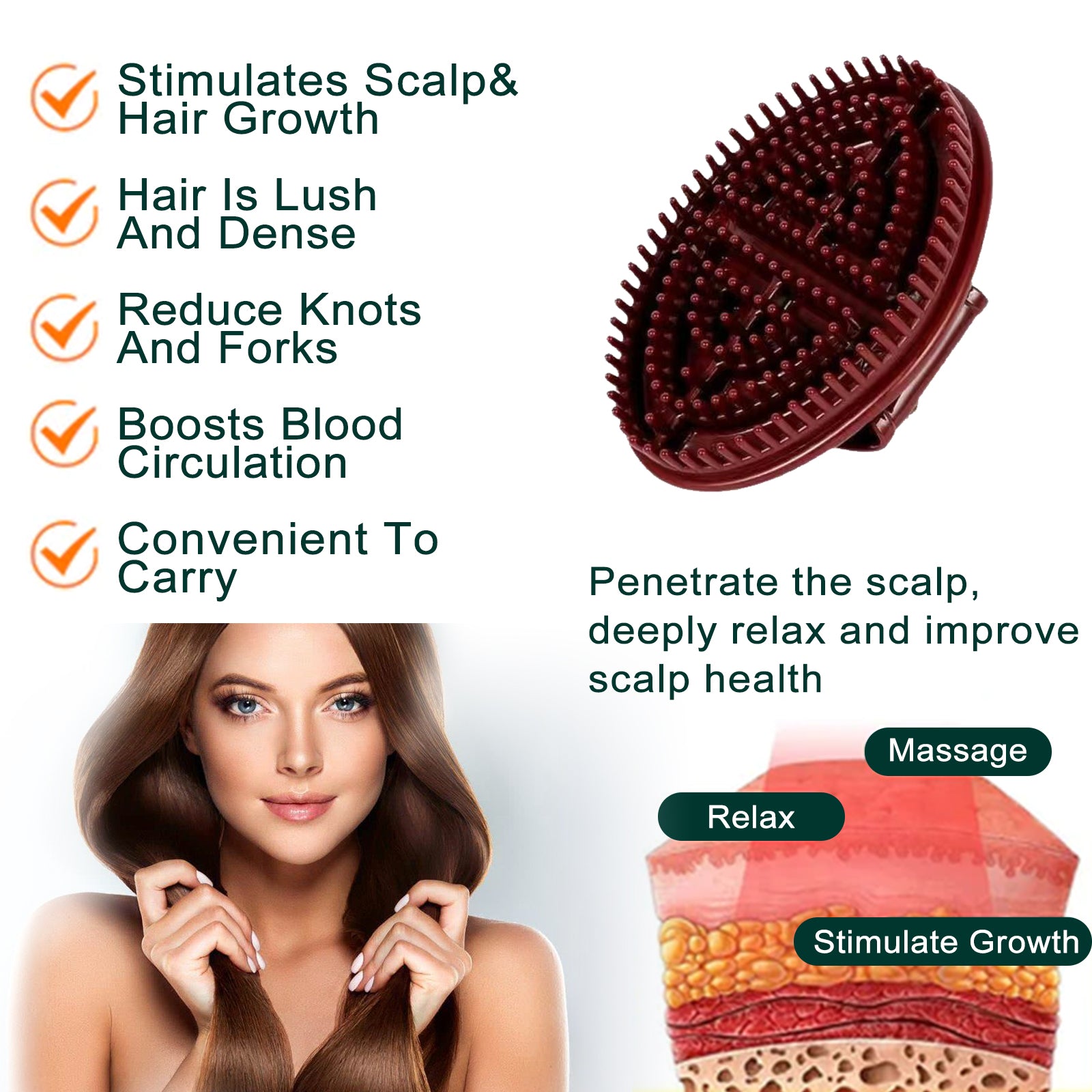 Hair Massage Brush Scalp Massage Moisturizing Hair Roots Anti-Loss Hair Conditioner Hair Volumizing Brush