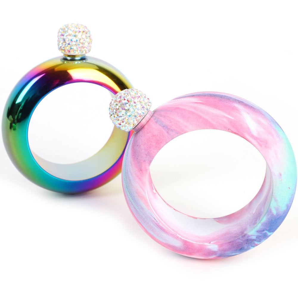 Pulsera tipo brazalete de 3.5 Oz, petaca de acero inoxidable para alcohol, whisky, vodka, botella, utensilios para beber