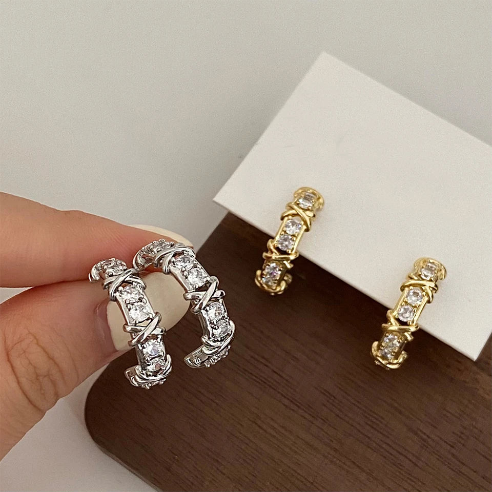 X Cross Zircon Earring Engagement Jewelry Gift