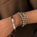 Personality geometric multi element rhinestone set bracelet Retro simple copper handmade claw chain hand jewelry