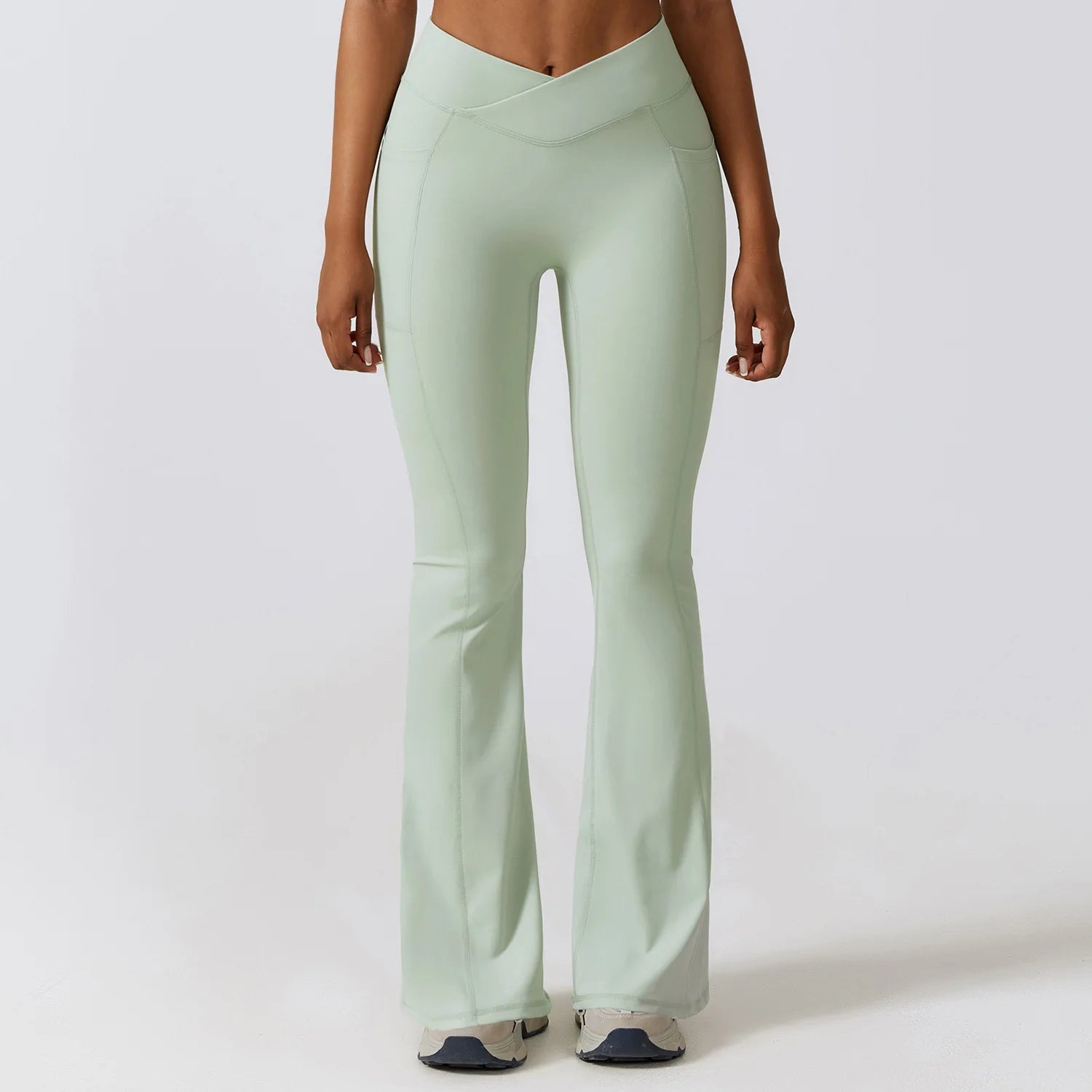 Women Stretch Fitness Pants Sports Bell Bottoms Trousers Lady Runing Push Up Gym Dance Activewear Flares Nylon Yoga Leggings