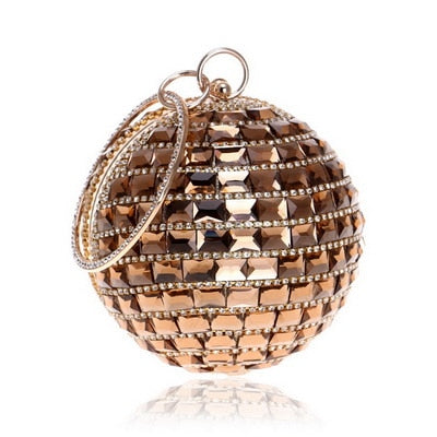 Ball Diamond Tassel Women Party Metal Crystal Clutches Evening  Wedding Bag Bridal Shoulder Handbag Wristlets Clutch