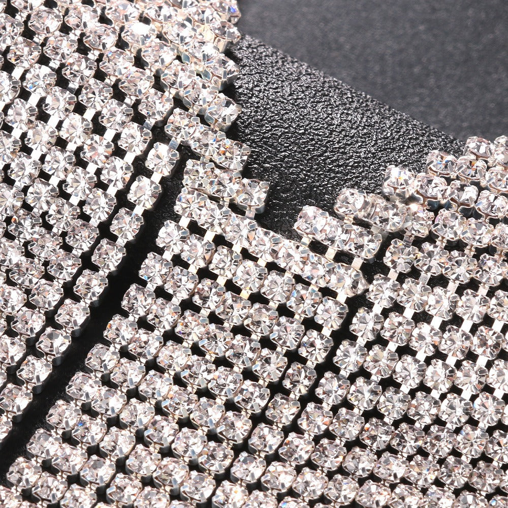 Rhinestone tassel full diamond necklace exaggerated personality street style party super flash necklace women's accessories