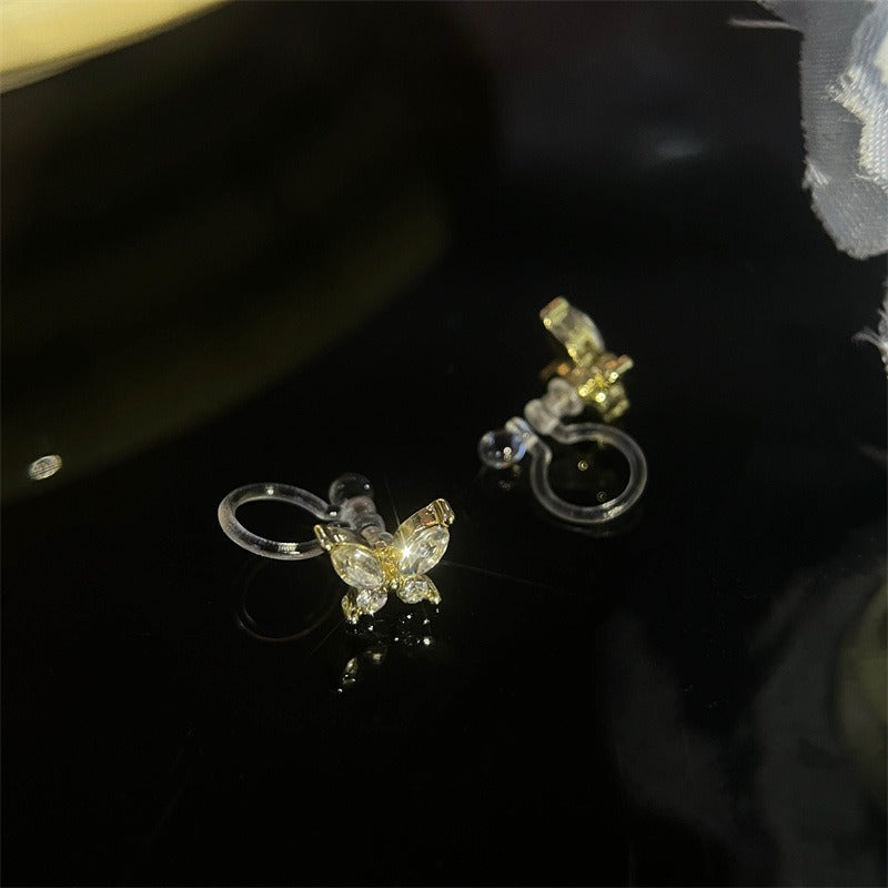 S925 Silver Needle Exquisite Zircon Butterfly Stud Earrings for Women