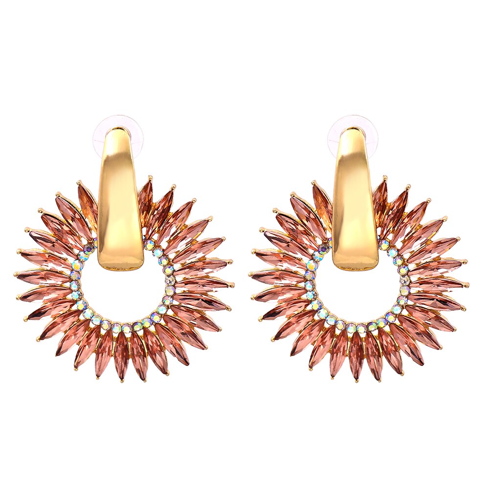 Nuevos Pendientes de Aro Redondos de Cristal Bohemio de Alta Calidad con Colgantes de Gota Coloridos para Mujer, Accesorios de Joyería de Moda, Regalo