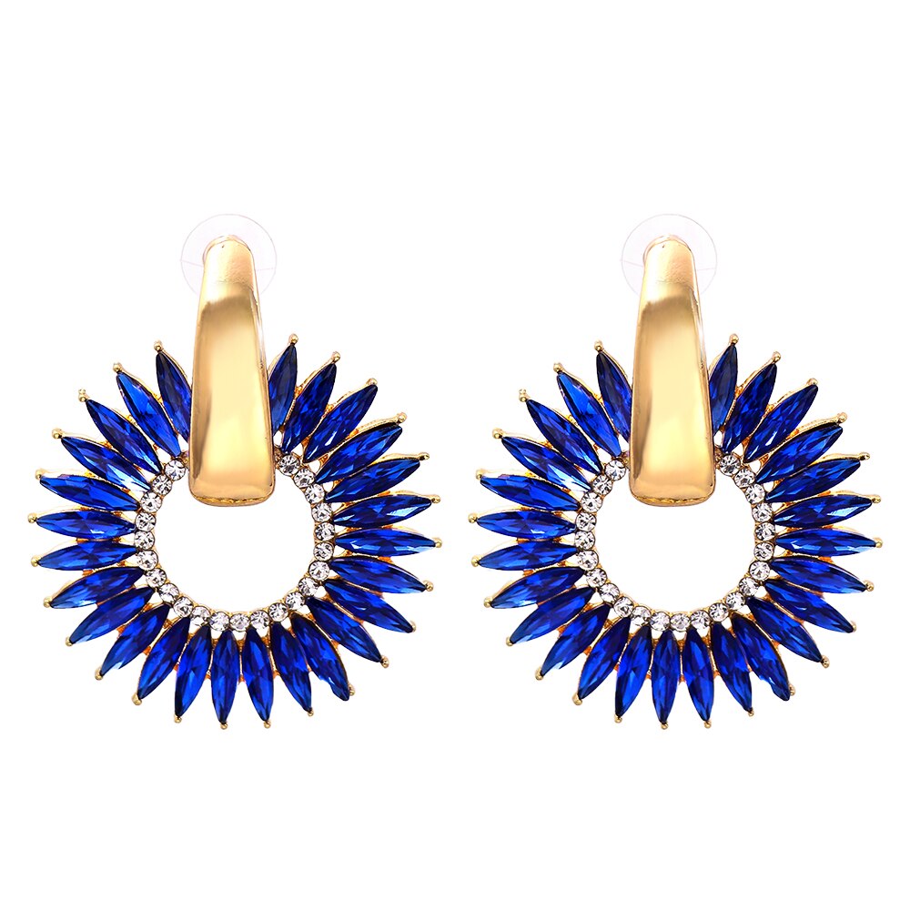 Nuevos Pendientes de Aro Redondos de Cristal Bohemio de Alta Calidad con Colgantes de Gota Coloridos para Mujer, Accesorios de Joyería de Moda, Regalo
