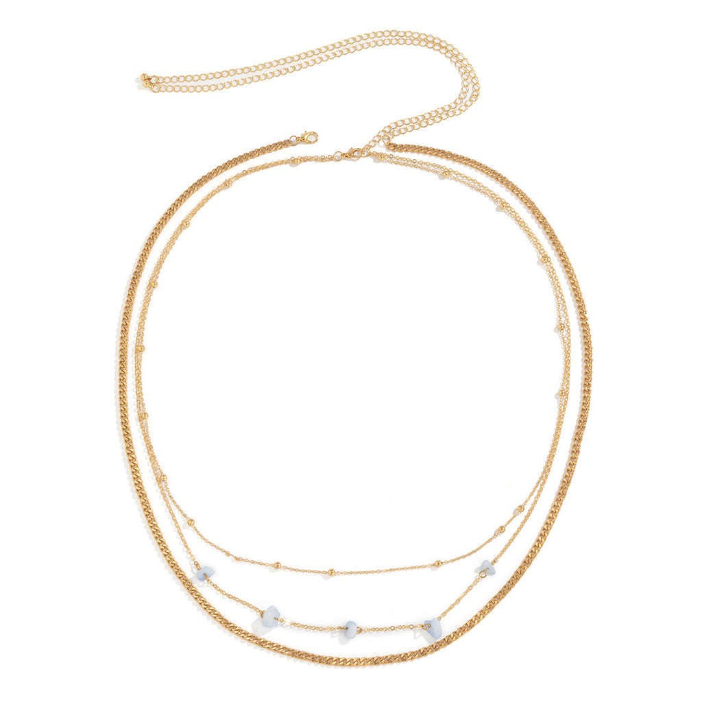 Sexy Simple Beach Style Colorful Gravel Waist Chain Trend Hip-Hop Metal Chain Body Chain Jewelry