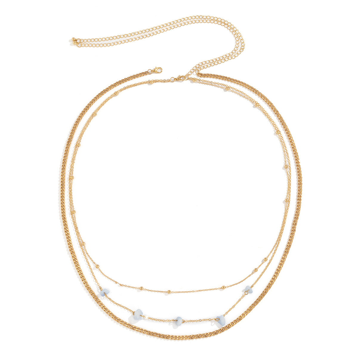 Sexy Simple Beach Style Colorful Gravel Waist Chain Trend Hip-Hop Metal Chain Body Chain Jewelry