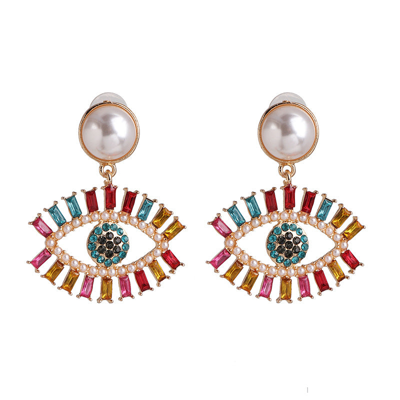 New Angel Eye Earrings Net Red Earrings Female Korean Trendy French Devil Stud Earrings