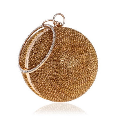 Ball Diamond Tassel Women Party Metal Crystal Clutches Evening  Wedding Bag Bridal Shoulder Handbag Wristlets Clutch