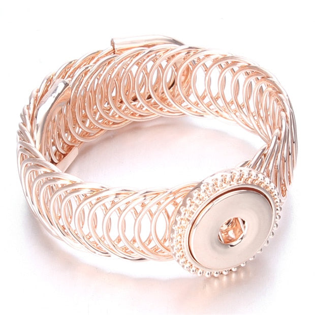 Adjustable Metal Snap Bracelet Bangle Silver Bracelet Fit 18mm Snap Button Jewelry For Women