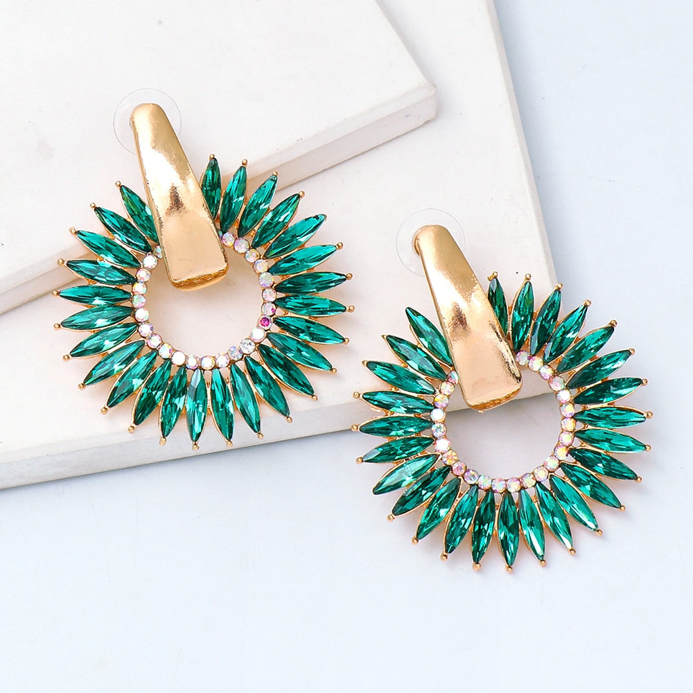 New Bohemian Crystal Round Hoop Earrings High-Quality Colorful Drop Dangle Earring For Women Fashion Jewelry Accessories Gift