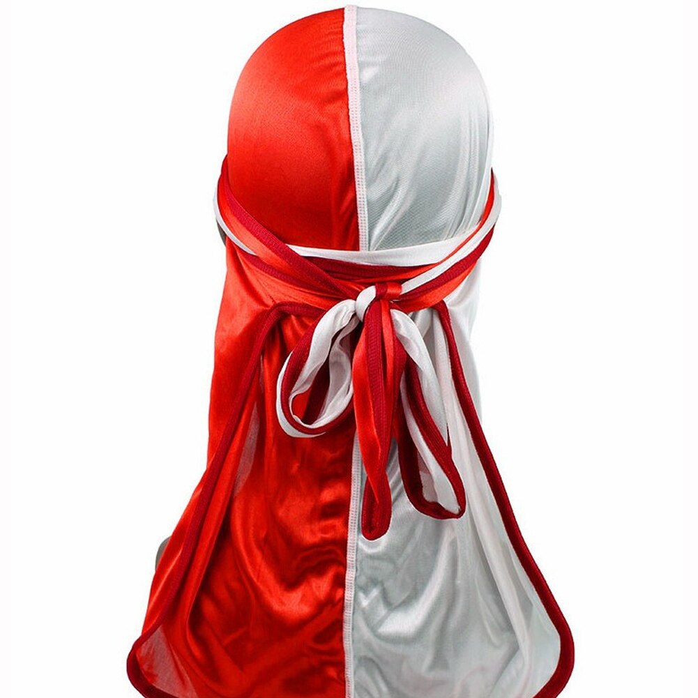 Long Tail Durag Silky Satin Turban India Hat Women Men Head Scarf Hair Accessories Bandana Unisex Fashion Patchwork Pirate Hats