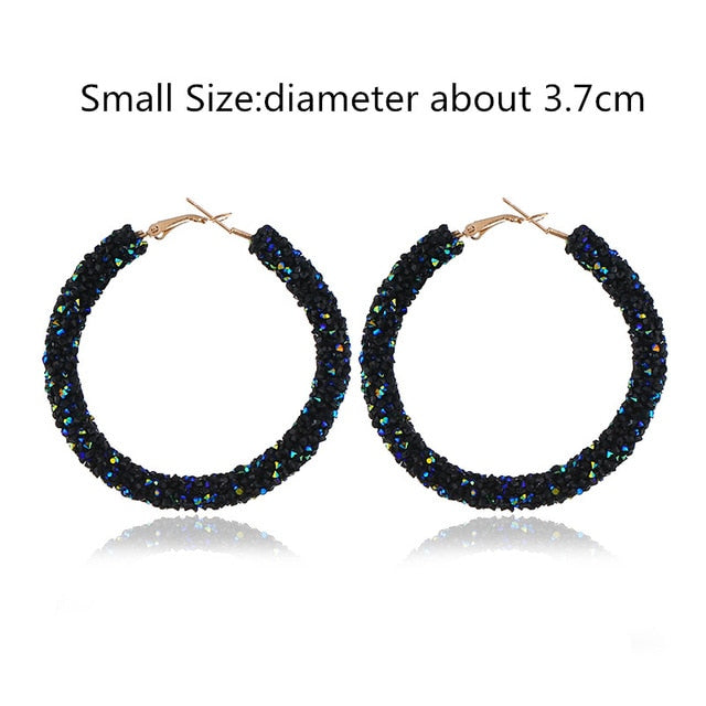 Bohemia Round Austrian Crystal Stud Earrings Fashion Shiny rhinestone Cheap Hoop Earring