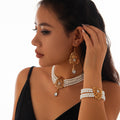 Light luxury square rhinestone necklace choker retro imitation pearl bead set necklace
