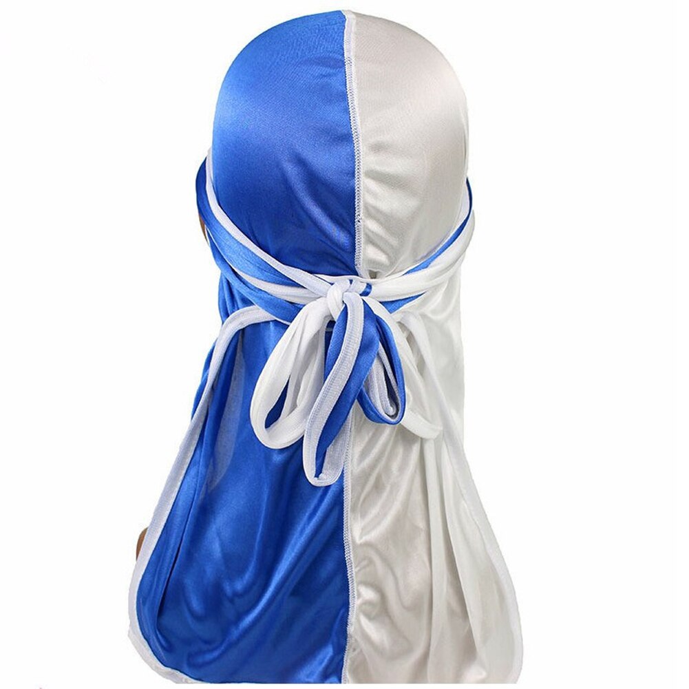 Long Tail Durag Silky Satin Turban India Hat Women Men Head Scarf Hair Accessories Bandana Unisex Fashion Patchwork Pirate Hats