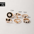 Black Tai Chi Butterfly Mushroom Love Element 6 Piece Rings