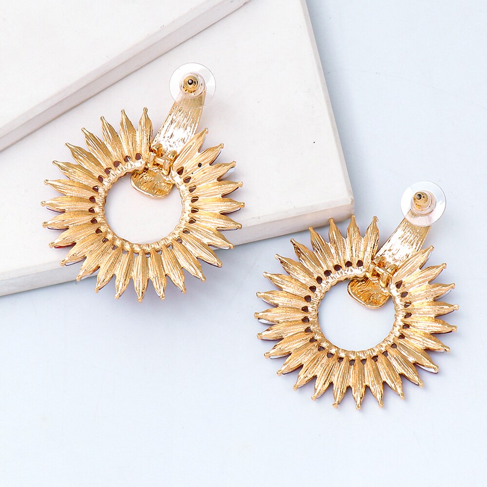 New Bohemian Crystal Round Hoop Earrings High-Quality Colorful Drop Dangle Earring For Women Fashion Jewelry Accessories Gift