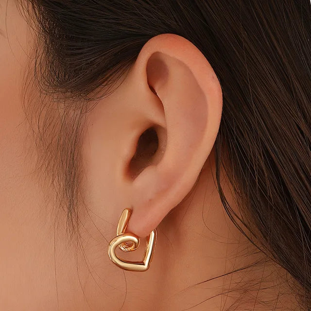 Simple Fashion Gold Color Stud Earrings Statement Jewelry Party Accessories