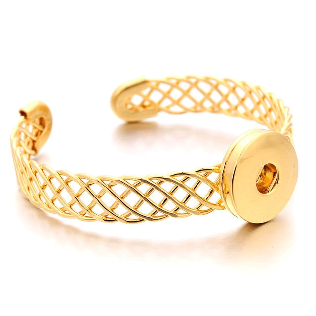 Adjustable Metal Snap Bracelet Bangle Silver Bracelet Fit 18mm Snap Button Jewelry For Women
