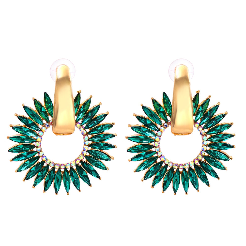 Nuevos Pendientes de Aro Redondos de Cristal Bohemio de Alta Calidad con Colgantes de Gota Coloridos para Mujer, Accesorios de Joyería de Moda, Regalo