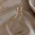 S925 Silver Needle Temperament Rhinestone Chain Earrings European And American Long Tassel Earring