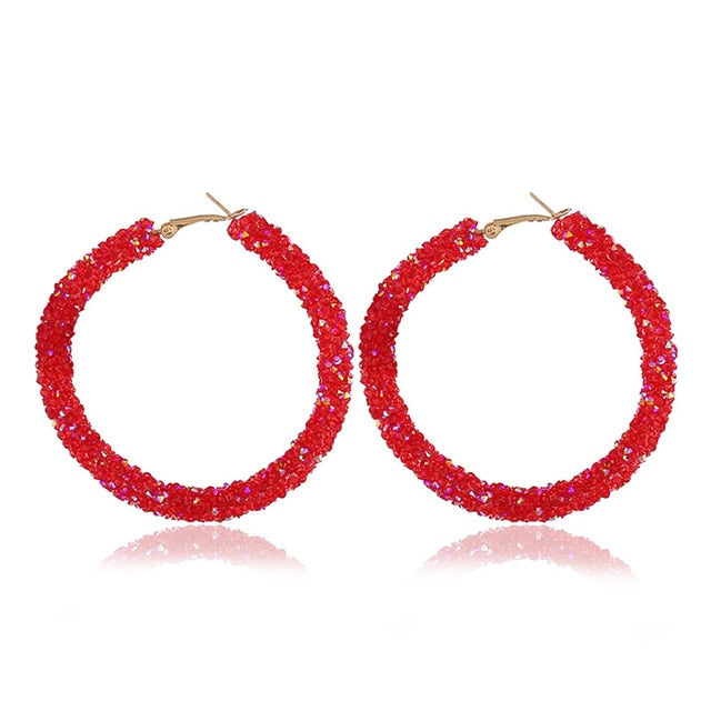 Bohemia Round Austrian Crystal Stud Earrings Fashion Shiny rhinestone Cheap Hoop Earring