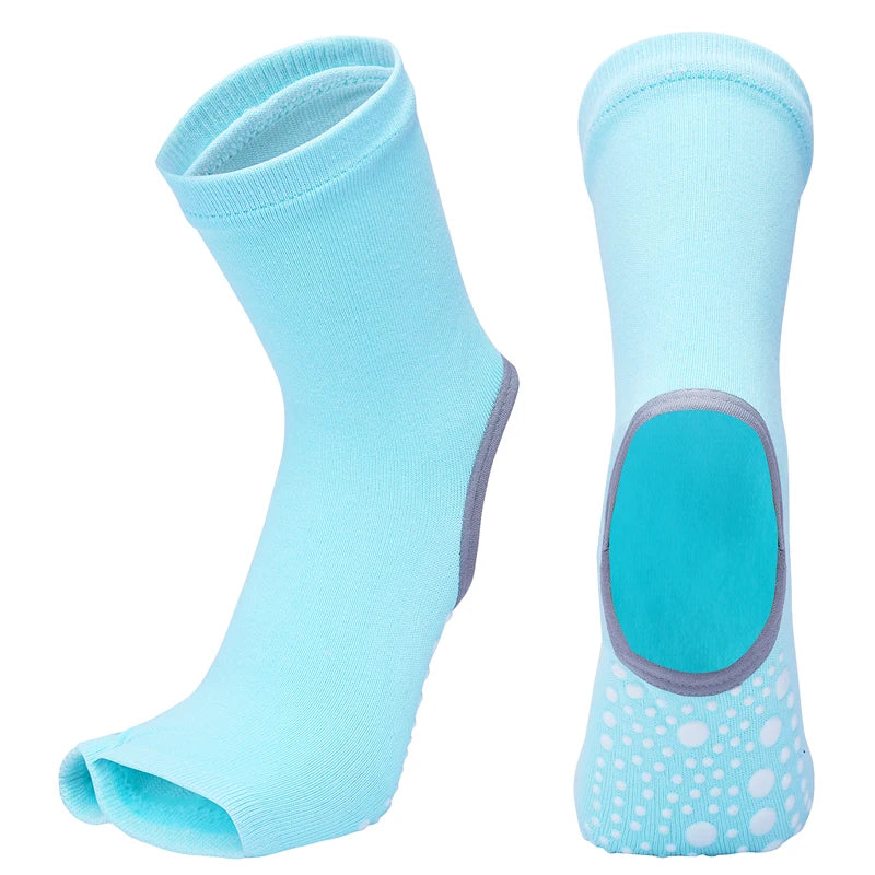Two Toe Yoga Socks Silicone Non Slip Quick-Dry Pilates Sock Foot Heel Cotton Ventilation Ballet Dance Sock