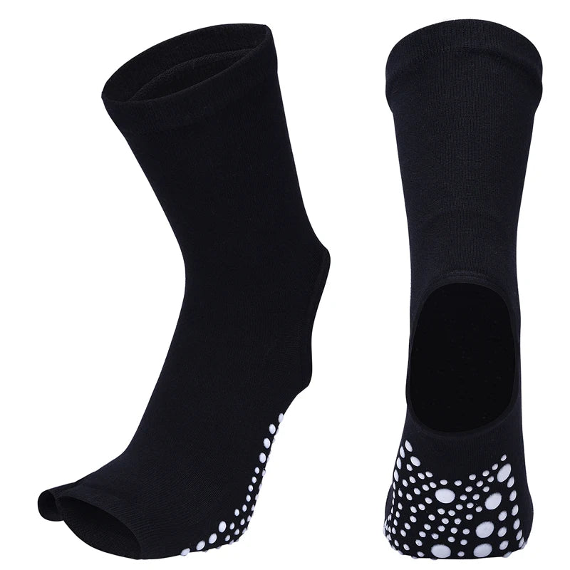 Two Toe Yoga Socks Silicone Non Slip Quick-Dry Pilates Sock Foot Heel Cotton Ventilation Ballet Dance Sock