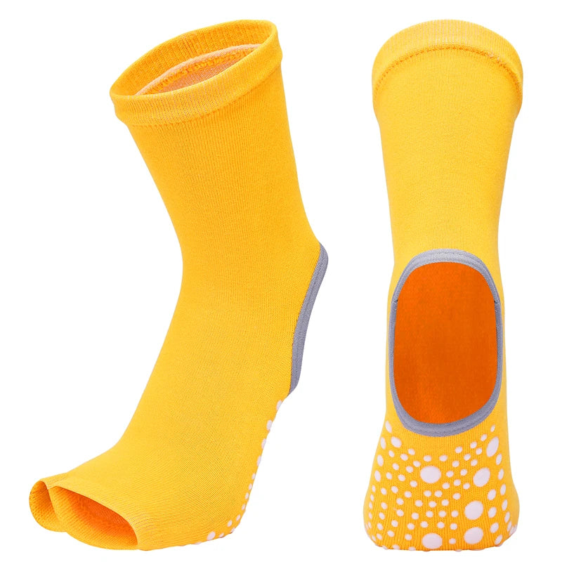 Two Toe Yoga Socks Silicone Non Slip Quick-Dry Pilates Sock Foot Heel Cotton Ventilation Ballet Dance Sock