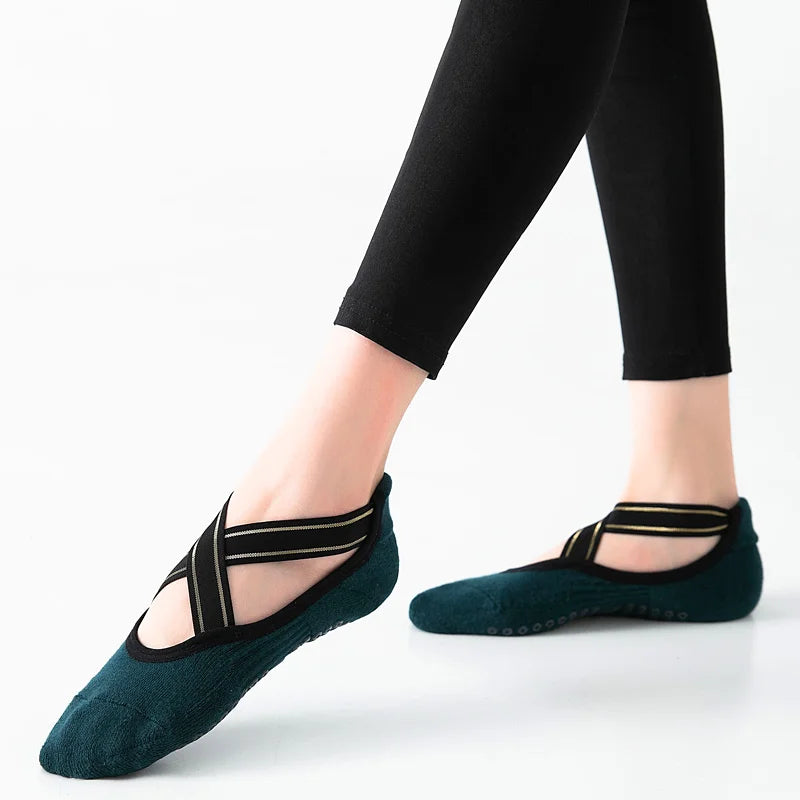 High Quality Bandage Yoga Socks Anti-Slip Towel Bottom Pilates Sock Breathable Quick-Dry Backless Barre Dance Socks