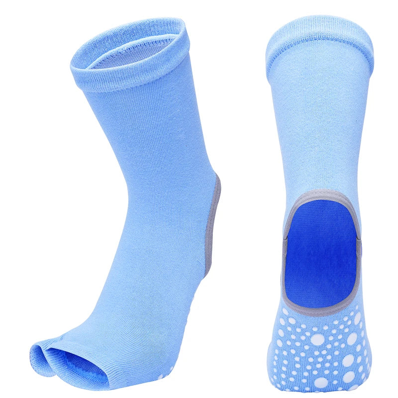 Two Toe Yoga Socks Silicone Non Slip Quick-Dry Pilates Sock Foot Heel Cotton Ventilation Ballet Dance Sock