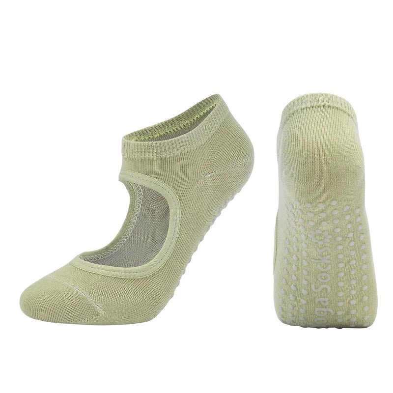 Women High Quality Pilates Socks Anti-Slip Breathable Backless Yoga Socks Ankle Ladies Ballet Dance Sports Socks