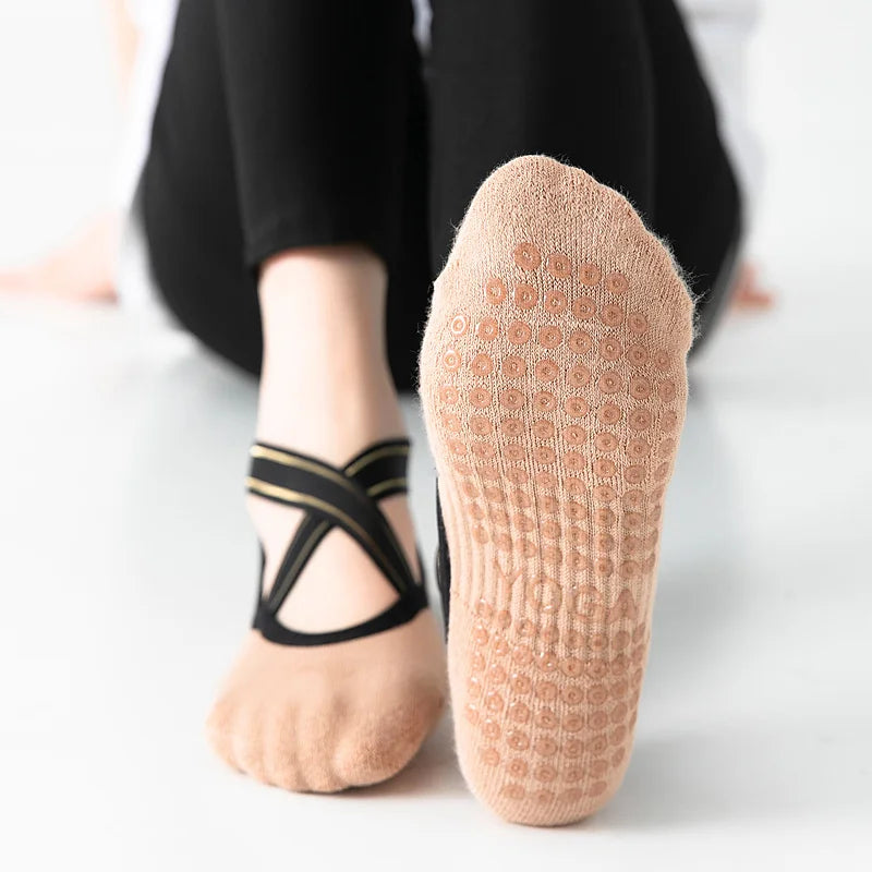 High Quality Bandage Yoga Socks Anti-Slip Towel Bottom Pilates Sock Breathable Quick-Dry Backless Barre Dance Socks
