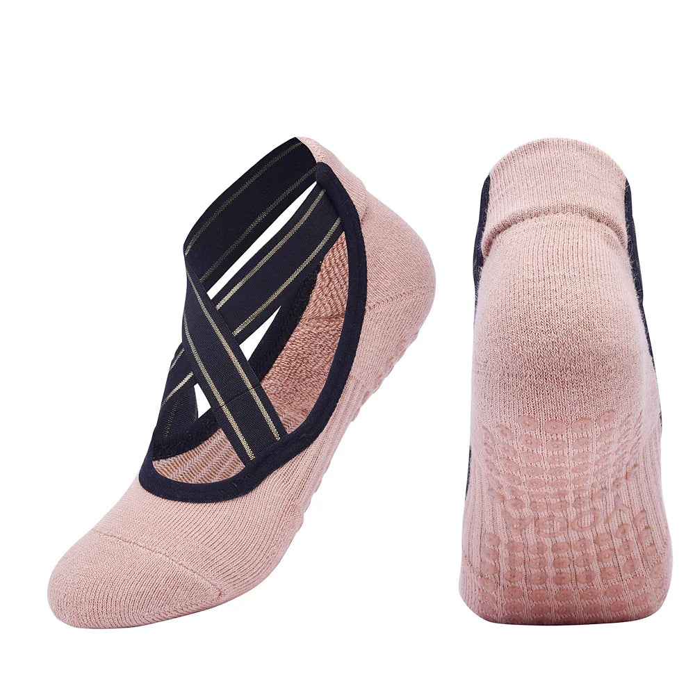 High Quality Bandage Yoga Socks Anti-Slip Towel Bottom Pilates Sock Breathable Quick-Dry Backless Barre Dance Socks
