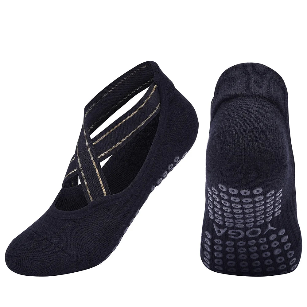 High Quality Bandage Yoga Socks Anti-Slip Towel Bottom Pilates Sock Breathable Quick-Dry Backless Barre Dance Socks