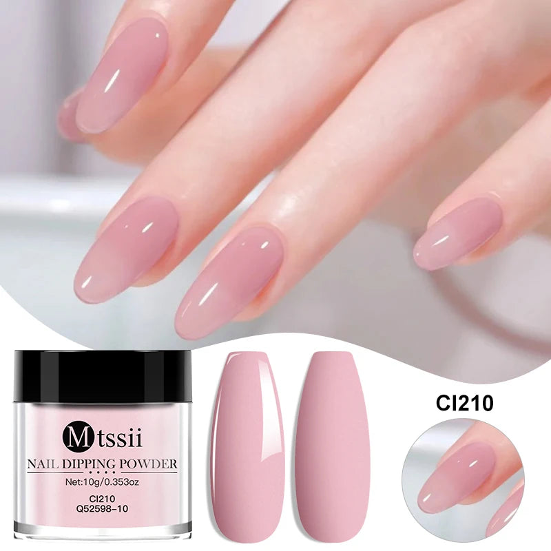 MTSSII 10g Nail Dipping Powder Natural Dry No Lamp Cure DIY Nail Art Decoration Pigment Dust Glitter Long Lasting Manicure Salon
